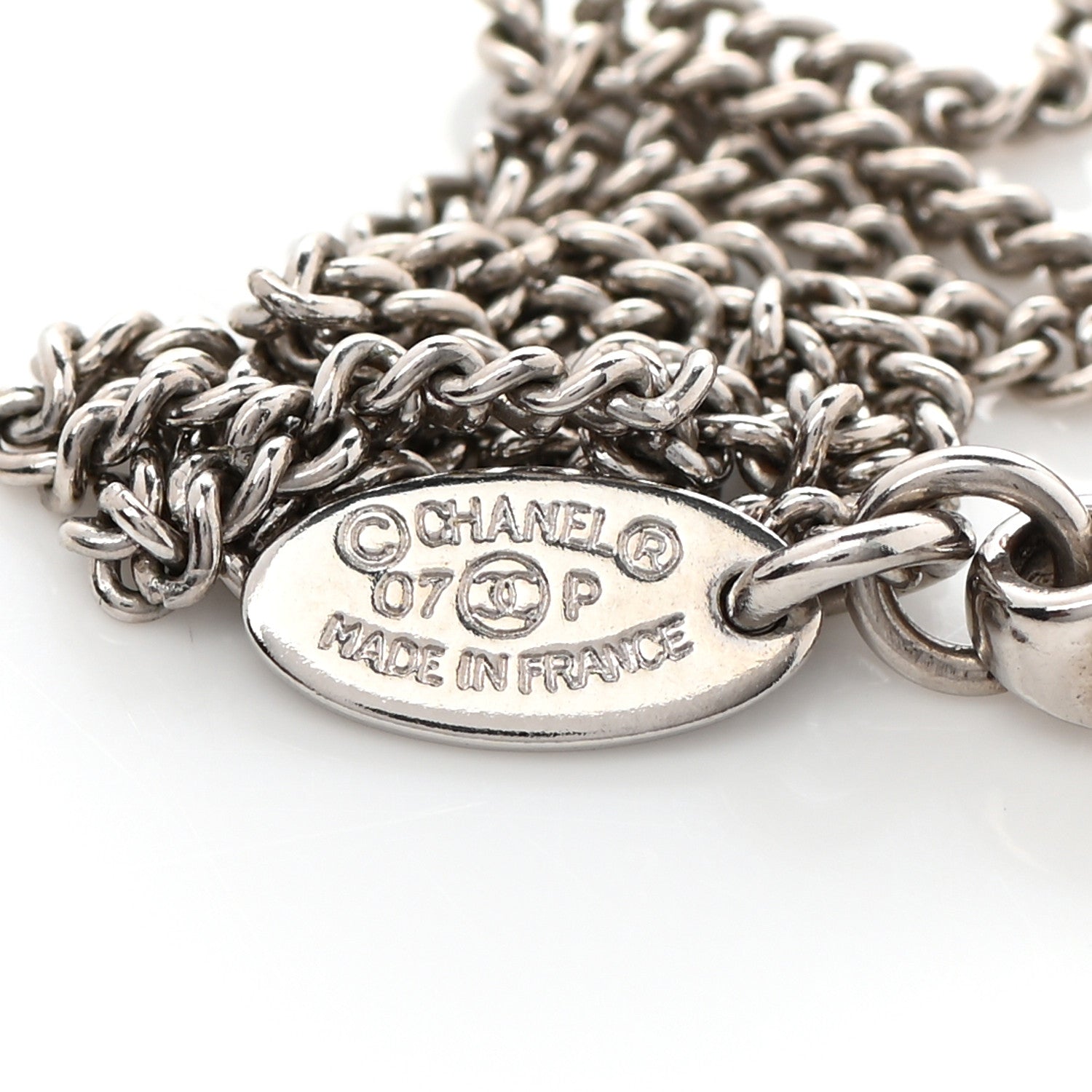 Chanel CC Medallion Pendant Necklace Silver 6 of 6
