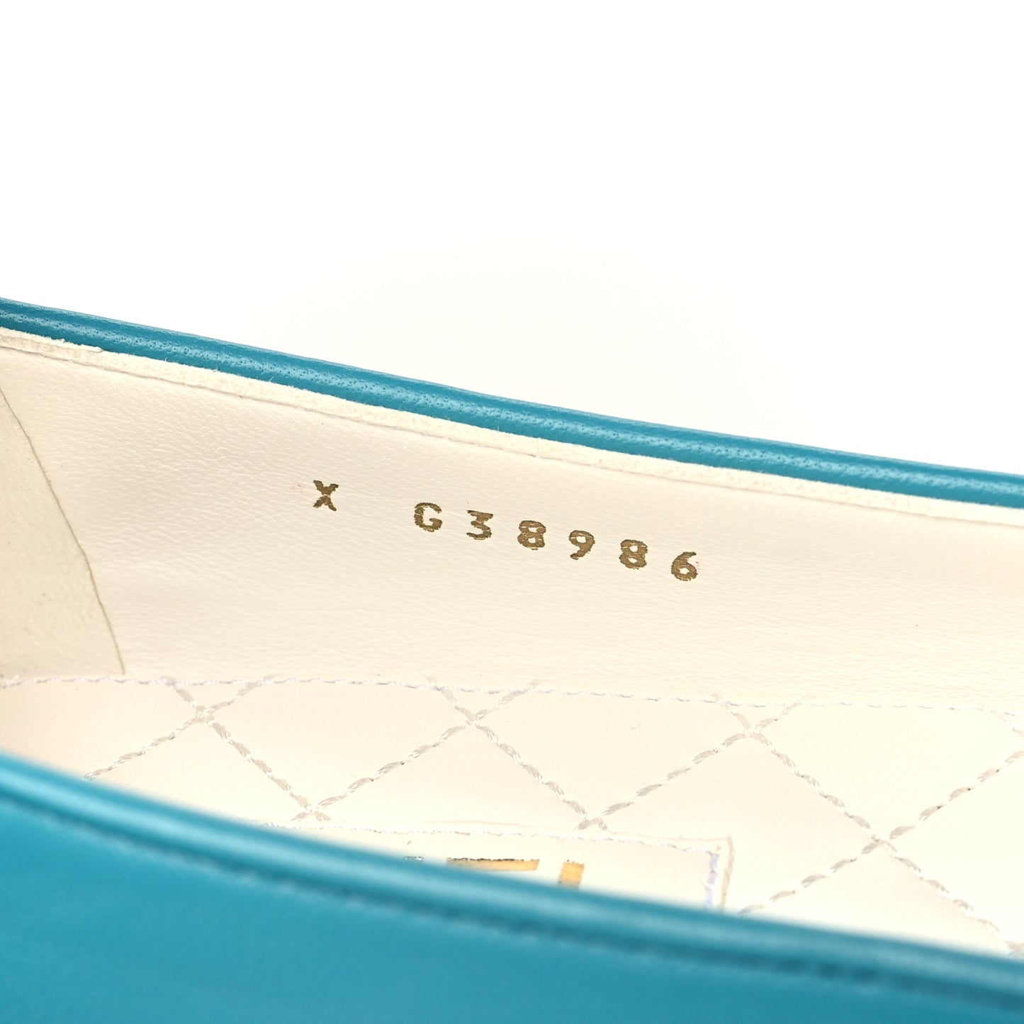 Lambskin Patent Calfskin Cap Toe Ankle Chain Ballerina Flats 37 Turquoise