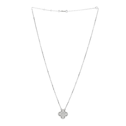 Van Cleef & Arpels 18K White Gold Diamond Vintage Alhambra Pendant Necklace 3 of 5