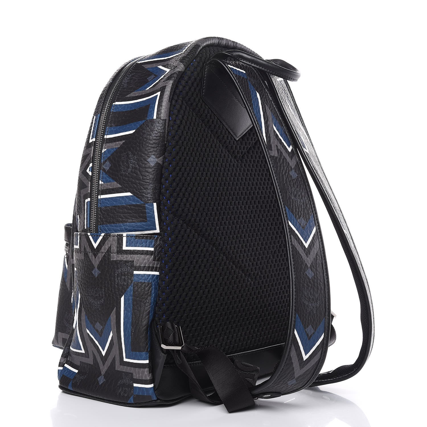 MCM Visetos Gunta Striped Printed Medium Stark Backpack Black 5 of 11