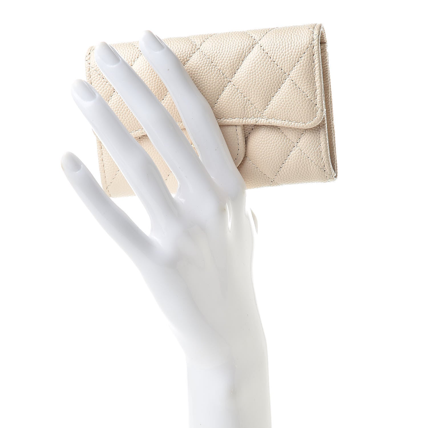 Chanel Caviar Quilted Card Holder Wallet Beige 2 of 9