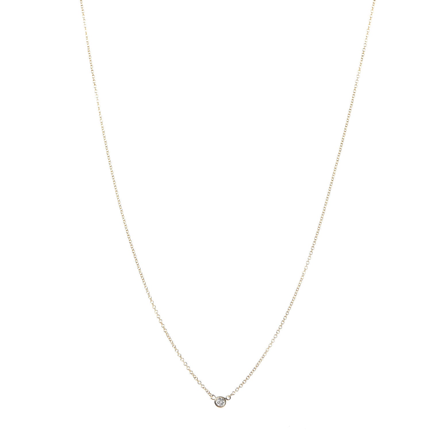 Tiffany 18K Yellow Gold Diamond .05ct Elsa Peretti Diamonds by the Yard Pendant Necklace 1 of 7