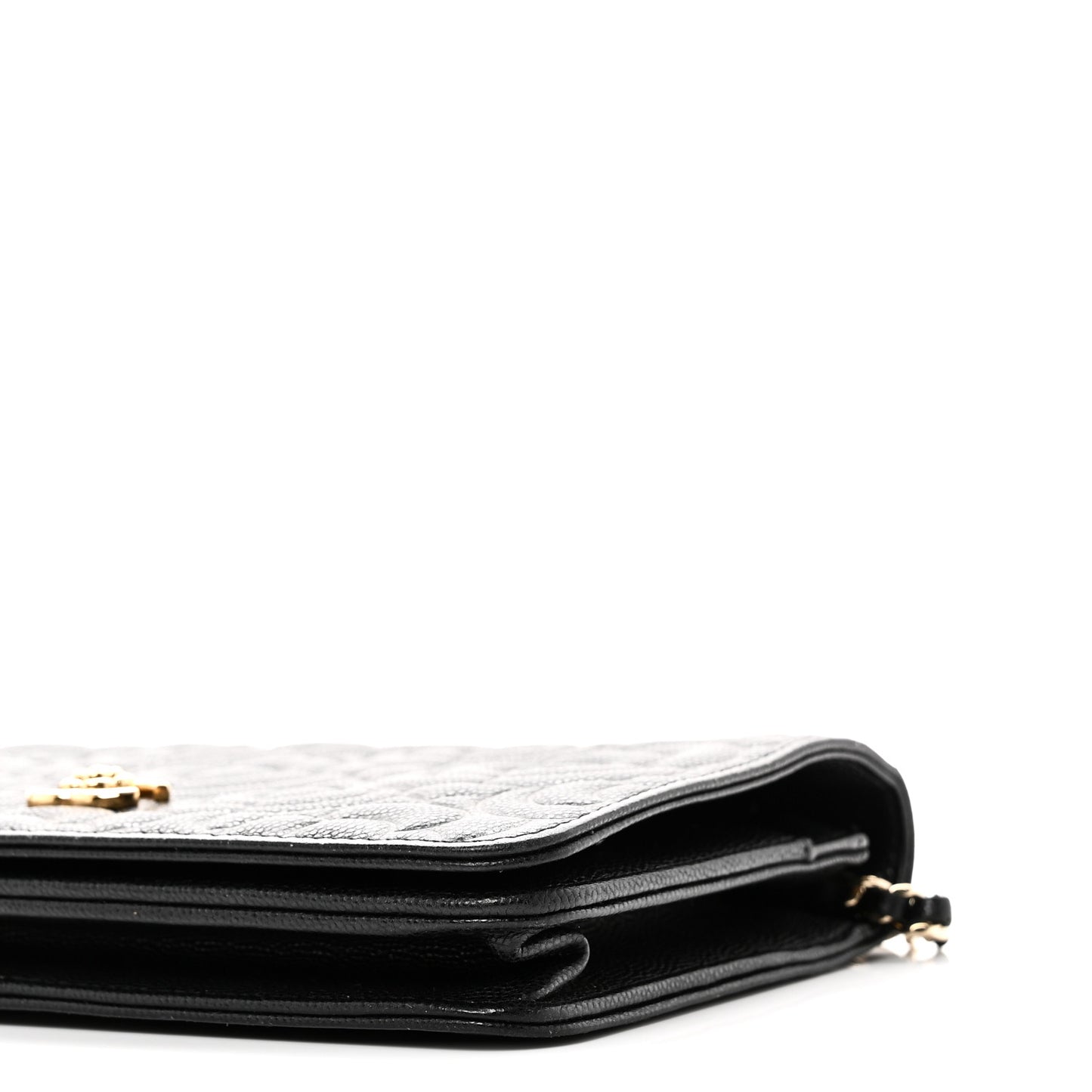 Caviar Camellia Embossed Wallet On Chain WOC Black