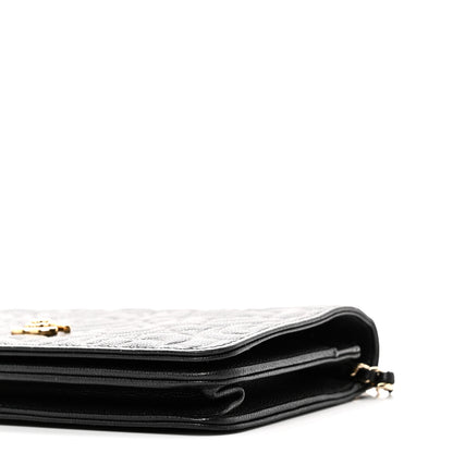 Chanel Caviar Camellia Embossed Wallet On Chain WOC Black 10 of 11
