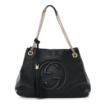 Gucci Pebbled Calfskin Medium Soho Chain Shoulder Bag Black 1 of 12