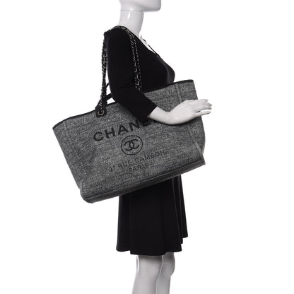 Chanel Canvas Large Deauville Tote Charcoal 2 of 11