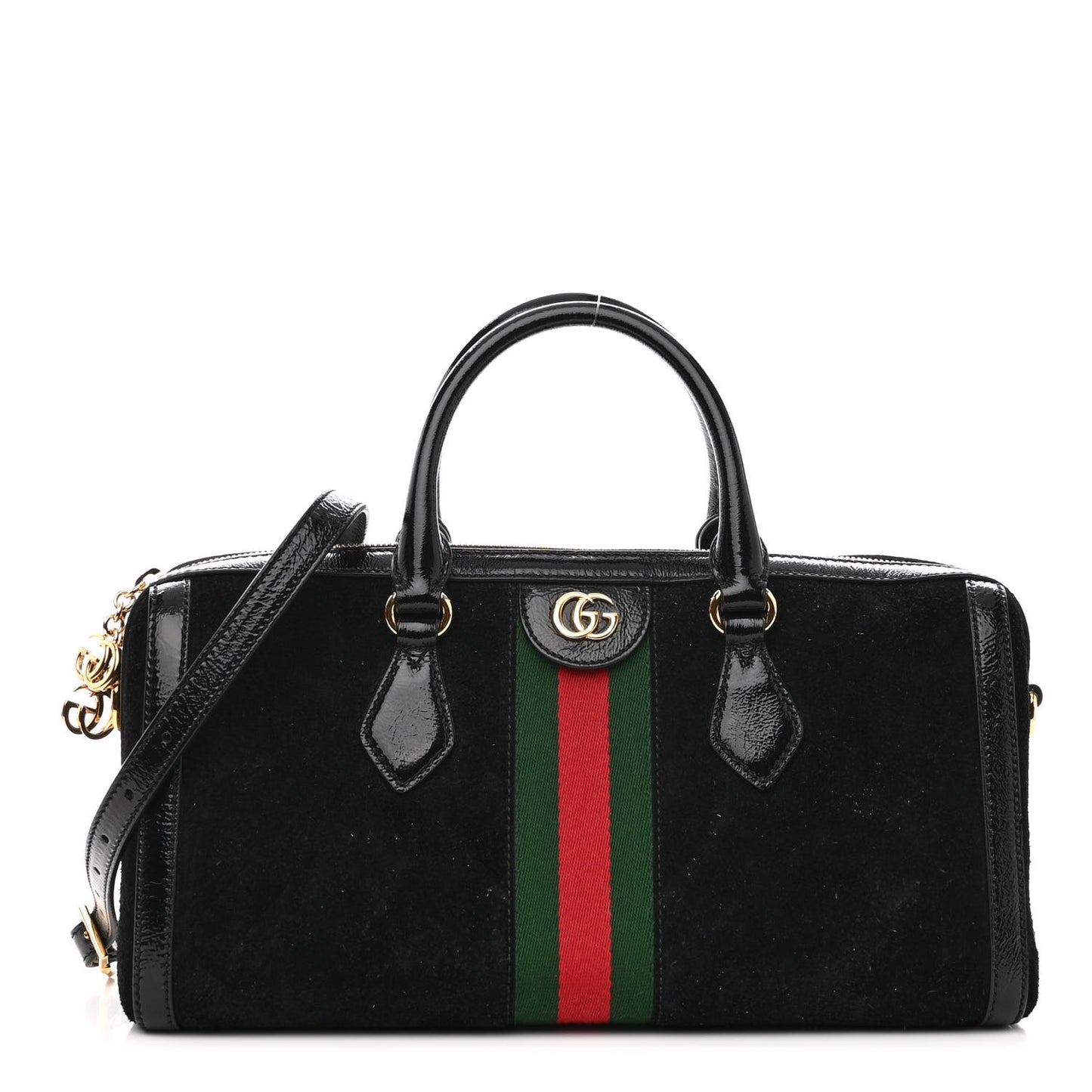 Suede Patent GG Web Medium Ophidia Boston Black