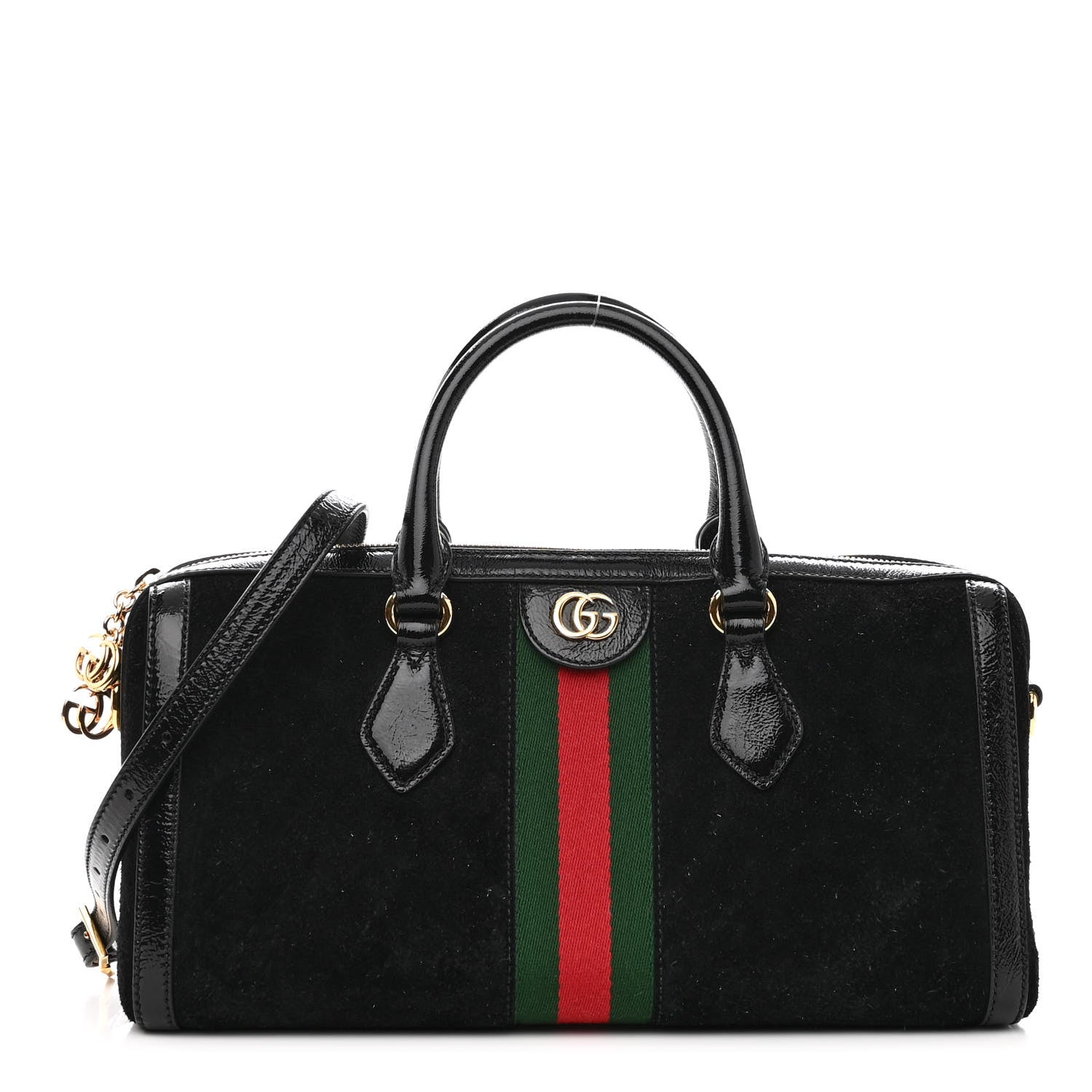 Gucci Suede Patent GG Web Medium Ophidia Boston Black 1 of 9