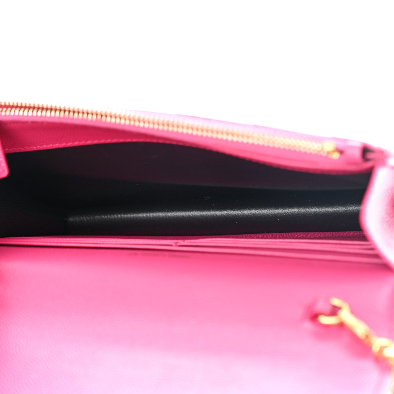Saint Laurent Grain De Poudre Matelasse Chevron Monogram Envelope Chain Wallet Fresh Fuchsia 5 of 10