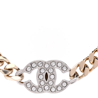 Chanel Crystal Chain CC Choker Gold Silver 4 of 7
