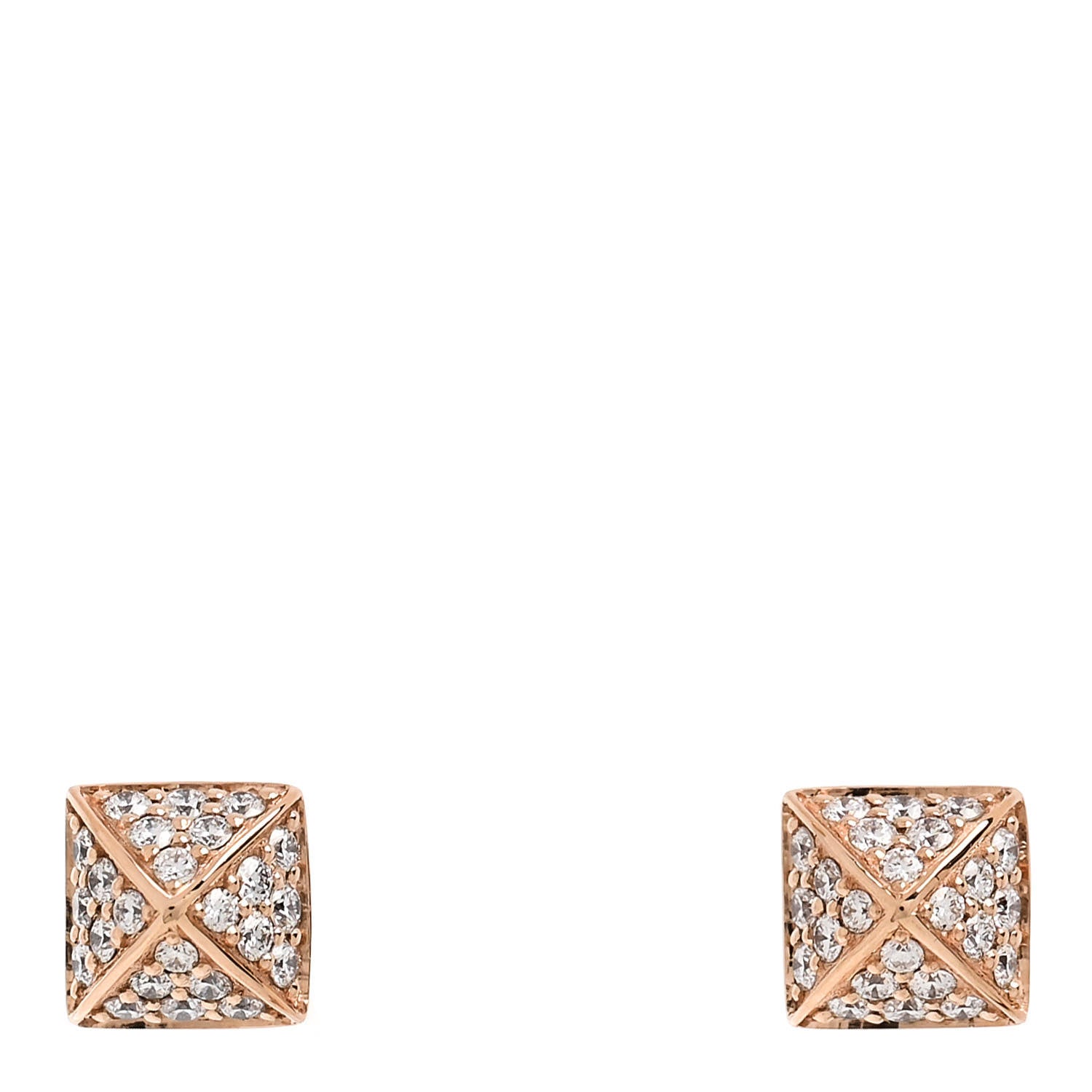 Hermes 18K Rose Gold Diamond Clou d'H Stud Earrings 1 of 5