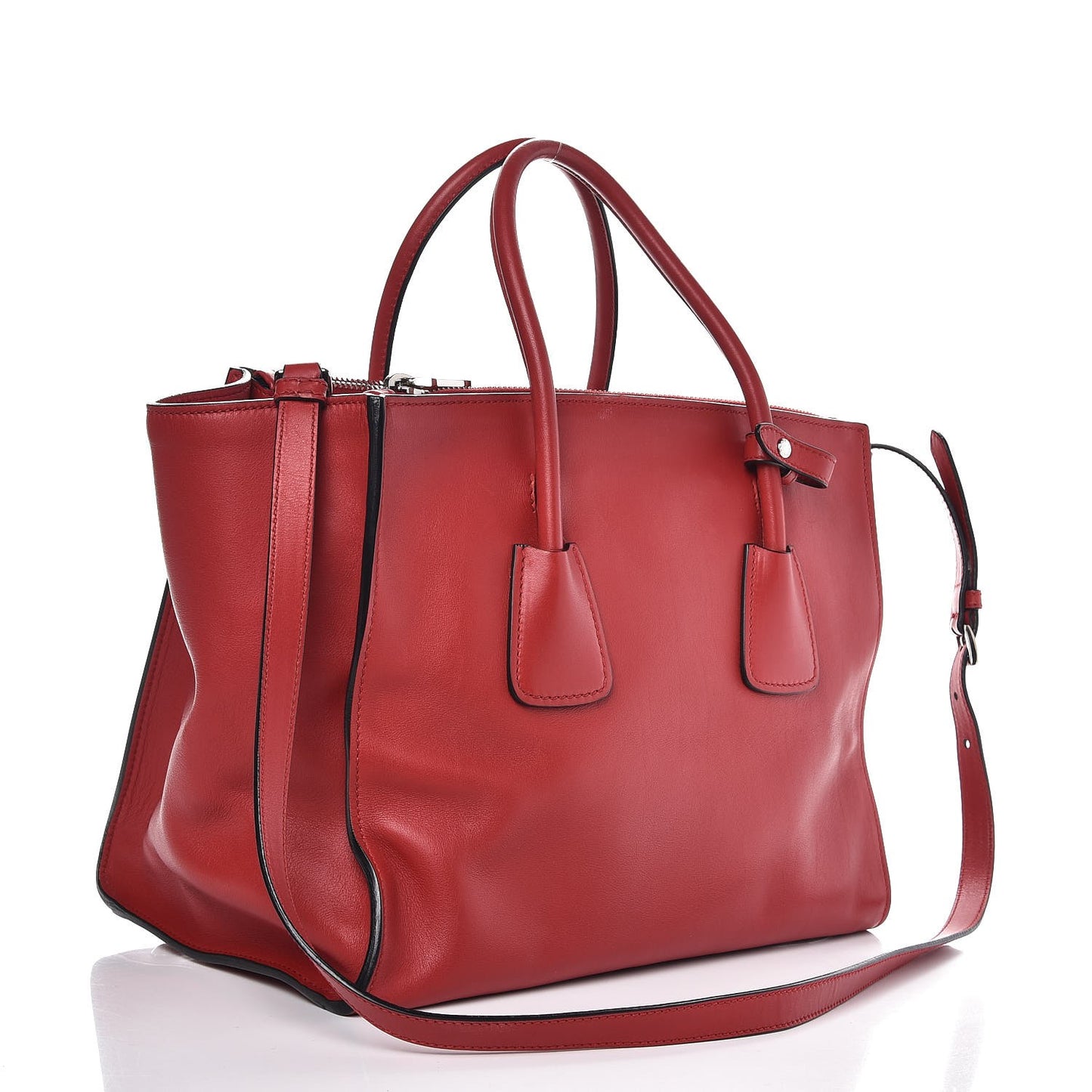 Glace Calf Twin Pocket Tote Fuoco