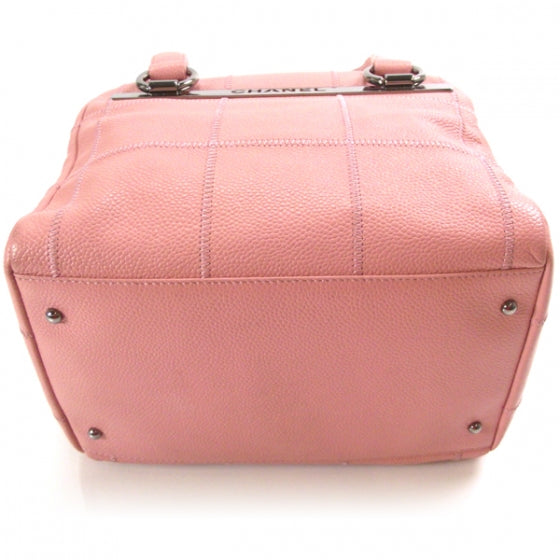 Caviar Square Stitched Satchel Pink
