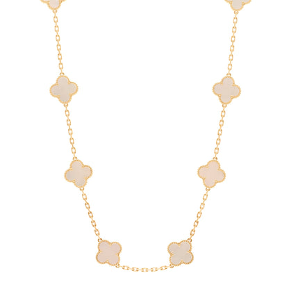 Van Cleef & Arpels 18K Yellow Gold Mother of Pearl 10 Motifs Vintage Alhambra Necklace 1 of 5