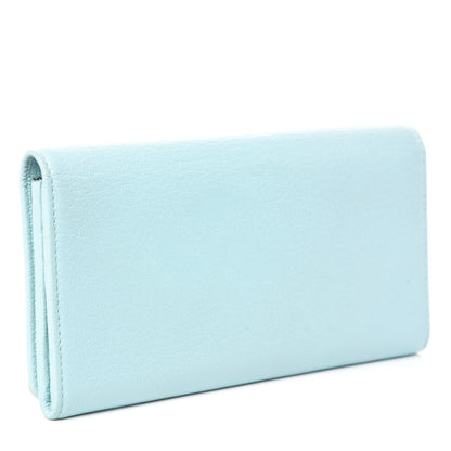 Balenciaga Chevre Gold Metallic Edge Hardware Money Wallet Bleu Maldives 3 of 14