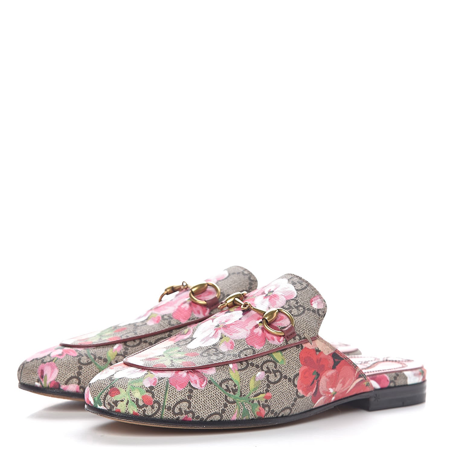 Gucci GG Supreme Monogram Blooms Womens Princetown Slippers 36 Beige Multicolor Dry Rose 3 of 11