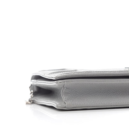 Christian Dior Grained Calfskin Diorama Wallet on Chain Pouch Gris 8 of 9