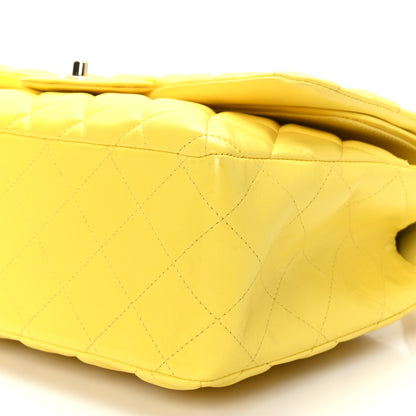Chanel Lambskin Quilted Jumbo Double Flap Yellow 9 of 10