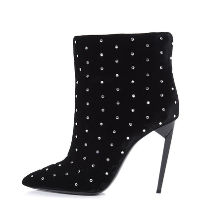 Saint Laurent Velluto Master Crystal Strass Freja 105 Ankle Booties 38.5 Black 1 of 8