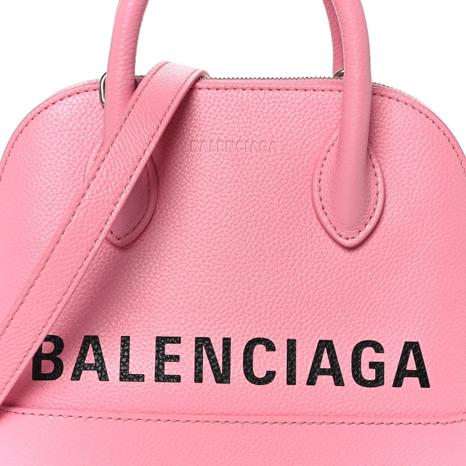 Balenciaga Signature Grained Calfskin Logo XXS Ville Top Handle Bag Rose Bubblegum Black 10 of 12