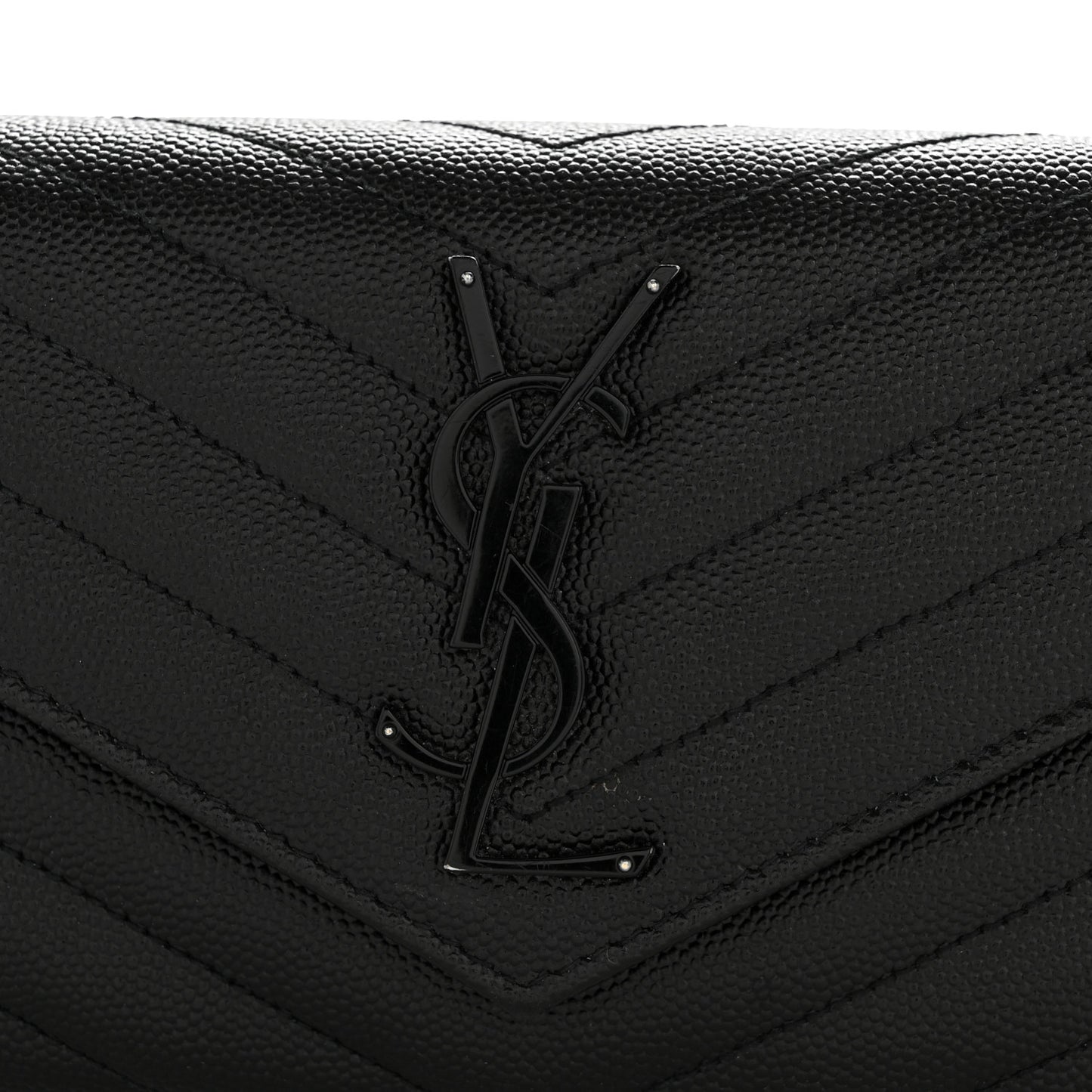 Grain De Poudre Matelasse Chevron Monogram Flap Wallet Black