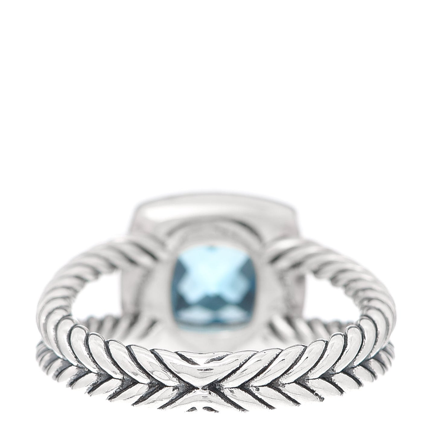 Sterling Silver Diamond Blue Topaz 7mm Petite Albion Ring 55 7.25