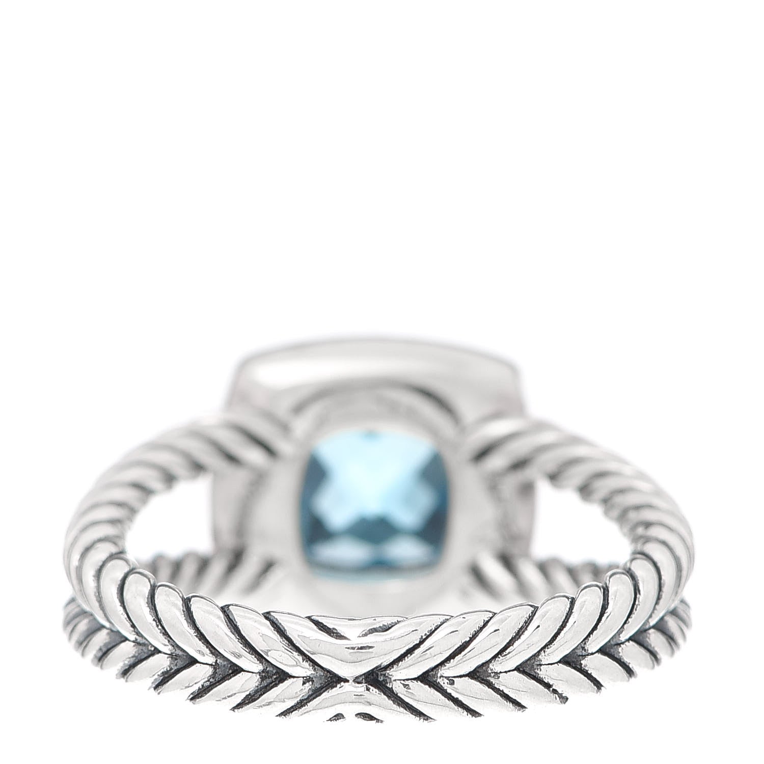 David Yurman Sterling Silver Diamond Blue Topaz 7mm Petite Albion Ring 55 7.25 3 of 4
