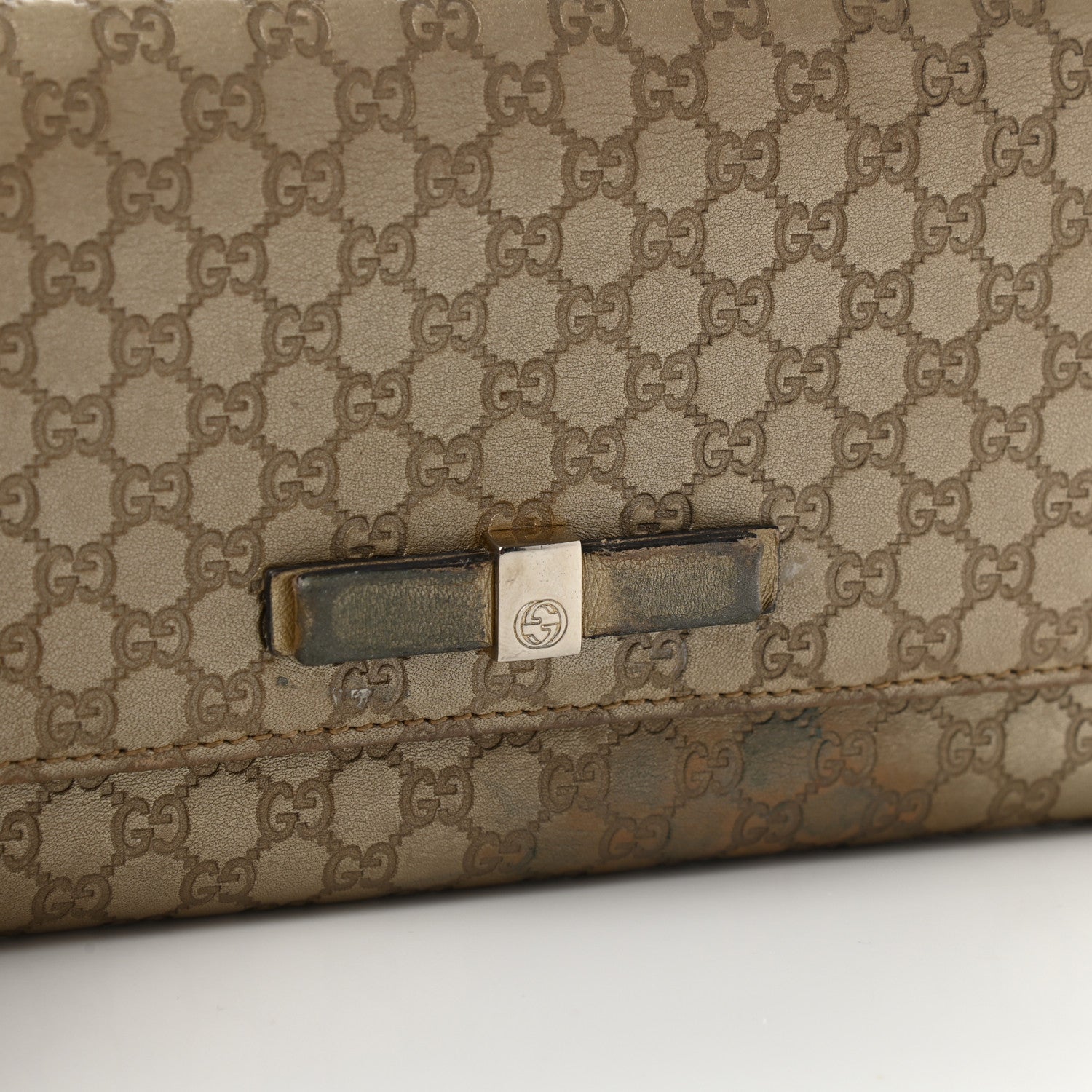 Gucci Metallic Microguccissima Bow Continental Wallet Golden Beige 11 of 14