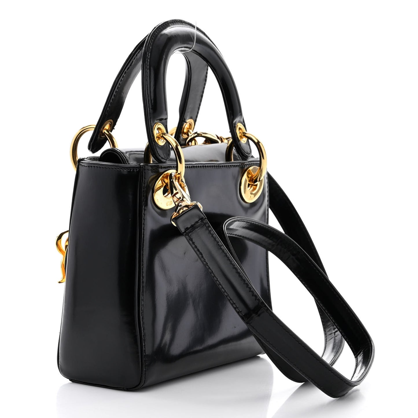 Glazed Calfskin Mini Lady Dior Black