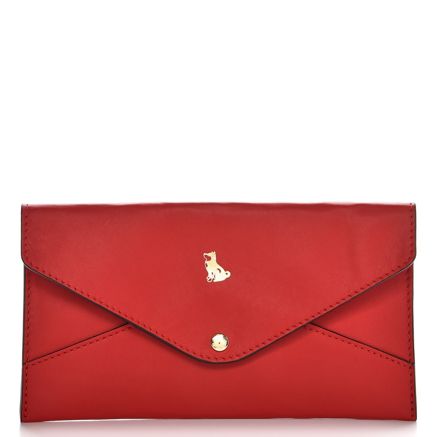 Veau Cachemire Chinese New Year Dog Envelope Pouch Red