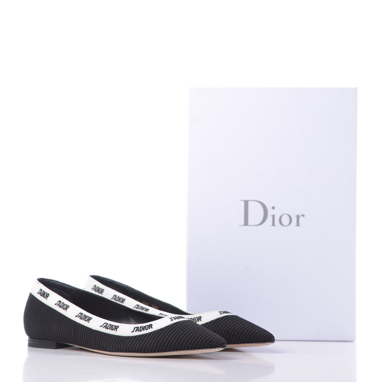 Fabric Ribbon Embroidered J'Adior Ballet Flats 39.5 Black