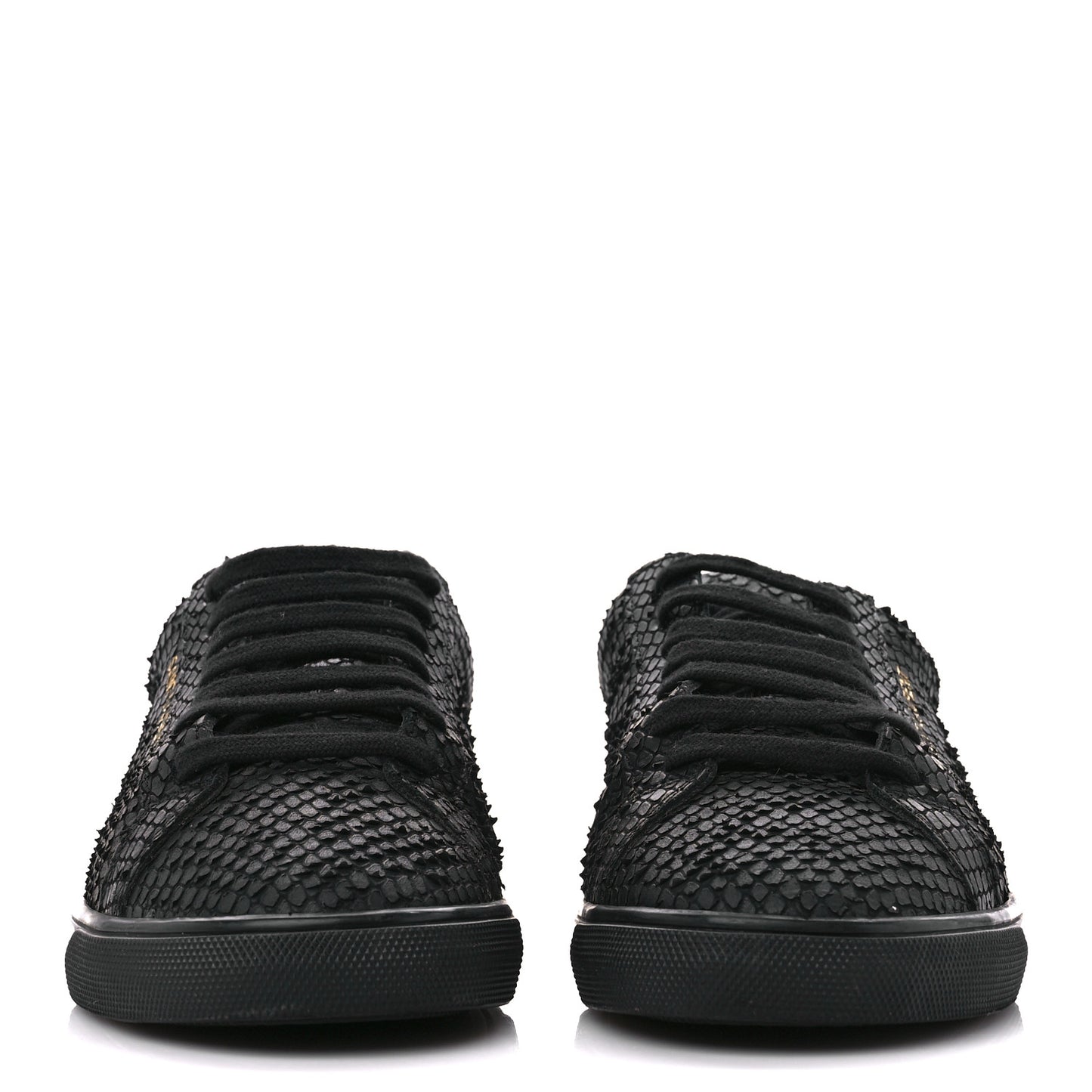 Calfskin Python Effect Andy Low Top Sneakers 37.5 Black
