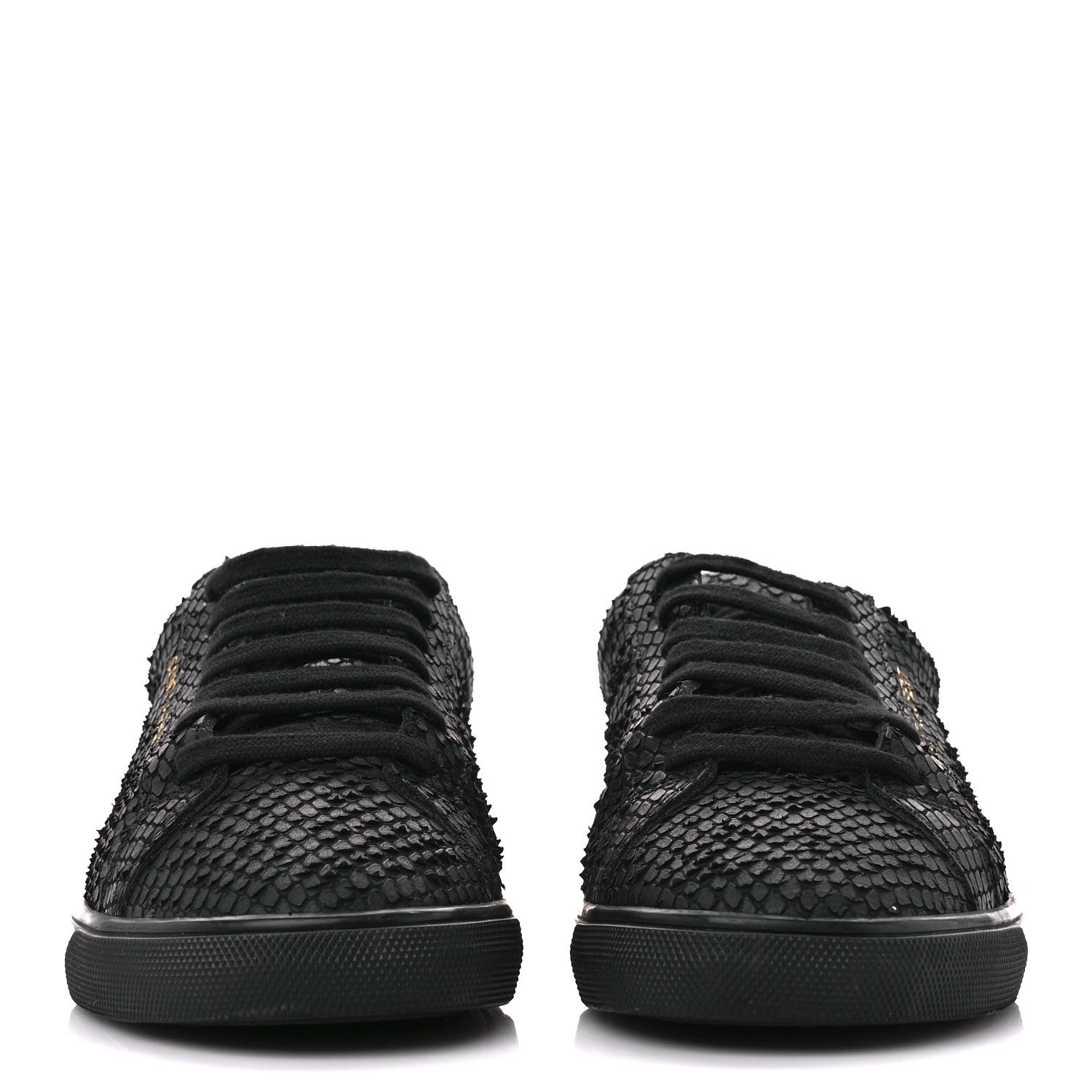 Saint Laurent Calfskin Python Effect Andy Low Top Sneakers 37.5 Black 2 of 9