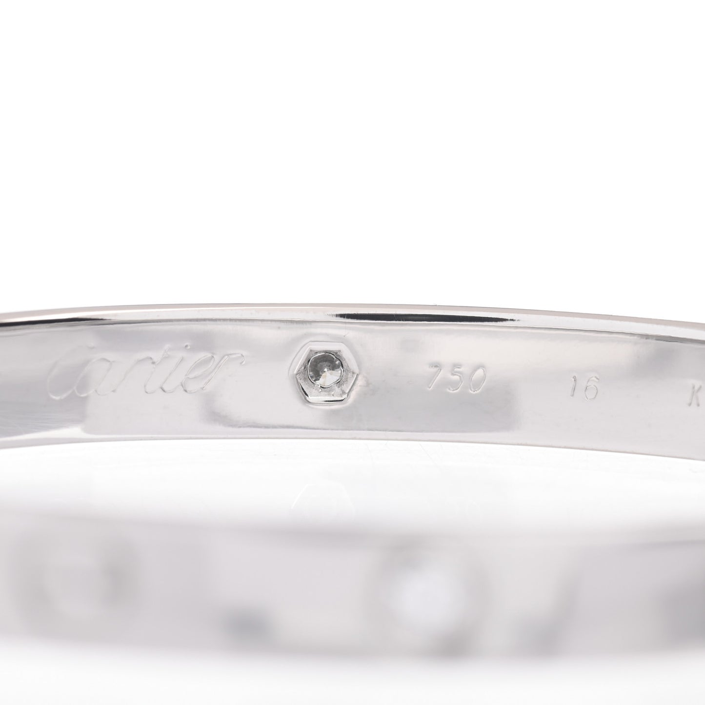 18K White Gold 6 Diamond LOVE Bracelet 16