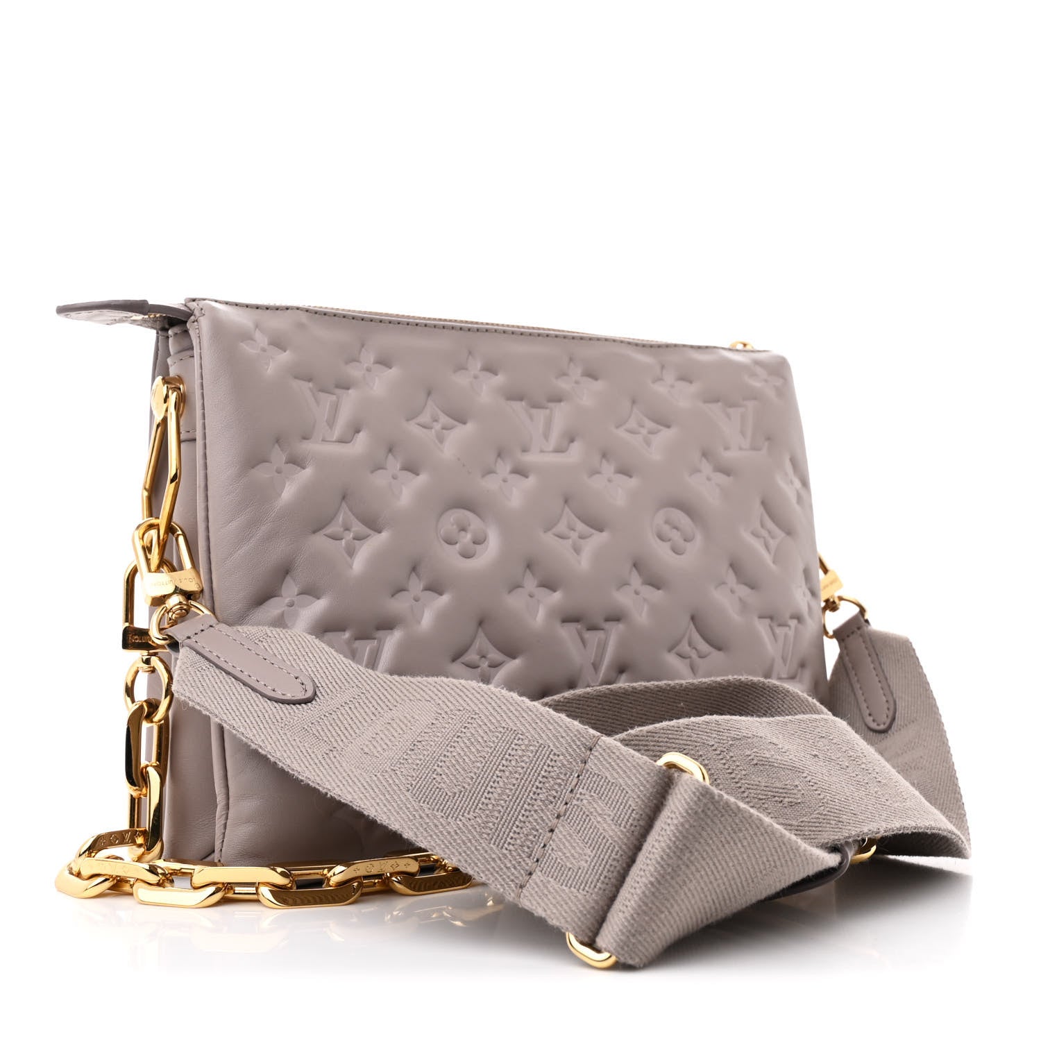 Louis Vuitton Lambskin Embossed Monogram Coussin PM Gris 3 of 12