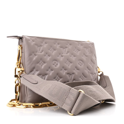 Louis Vuitton Lambskin Embossed Monogram Coussin PM Gris 3 of 12