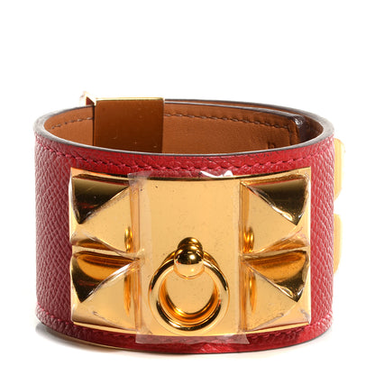 Hermes Epsom Collier de Chien CDC Bracelet Small Rouge Casaque 1 of 9