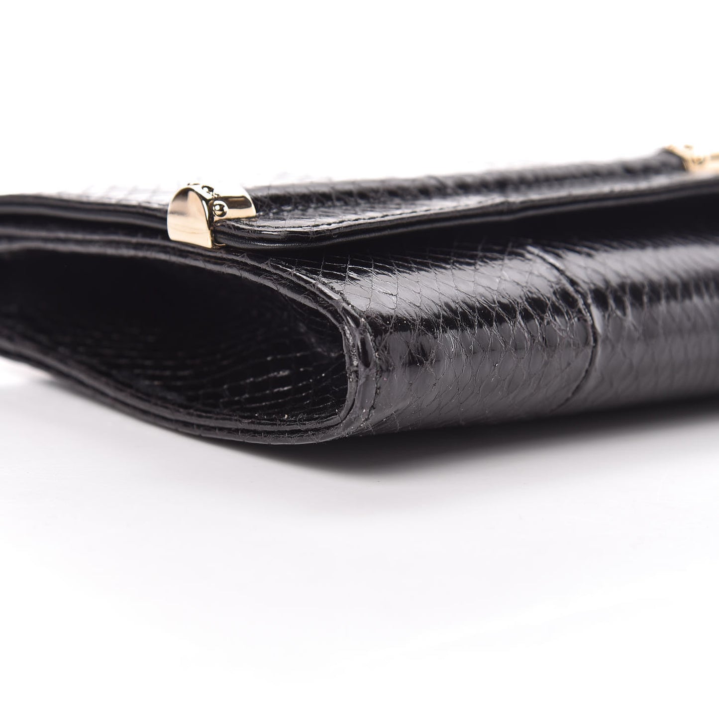 Snakeskin Broadway Clutch Black