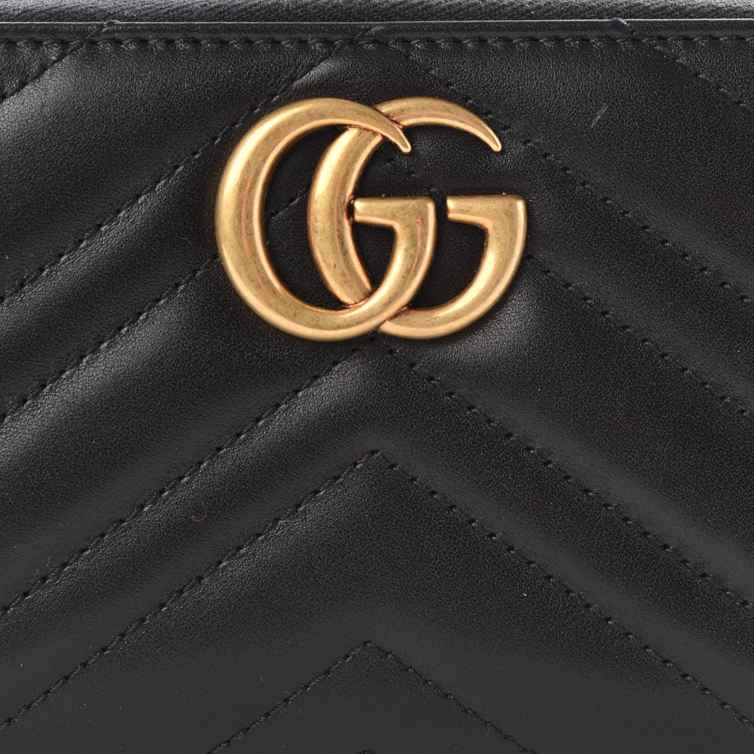 Gucci Calfskin Matelasse GG Marmont Zip Around Wallet Black 10 of 11