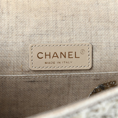 Chanel Raffia Crochet Paris Greece Medium Flap Bag Beige 6 of 10