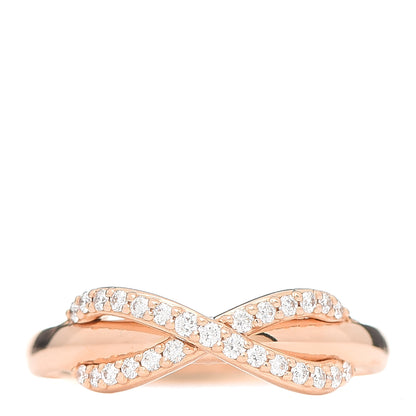 Tiffany 18K Rose Gold Diamond Infinity Ring 50 5.25 1 of 5