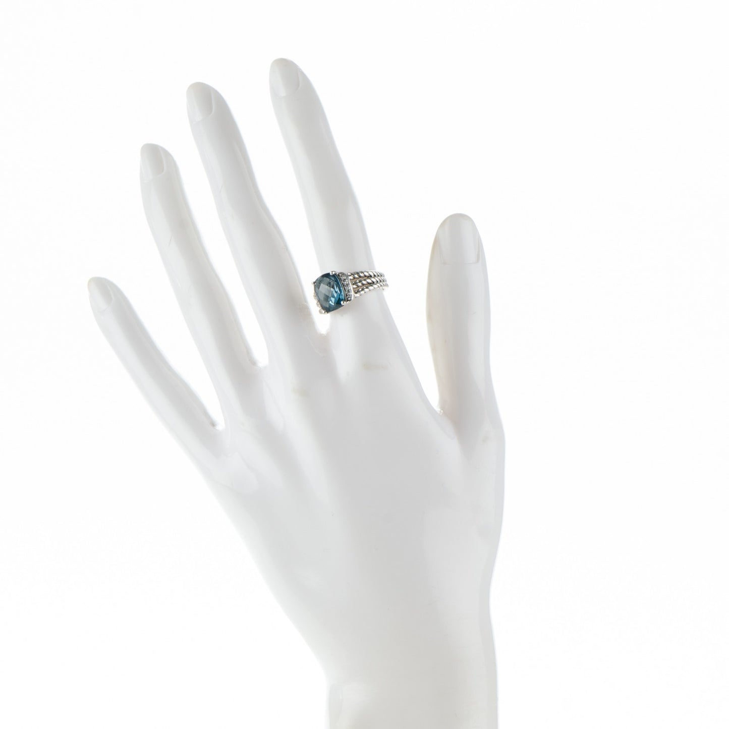 Sterling Silver Diamond Hampton Blue Topaz 10mm Petite Wheaton Ring 51 5.75