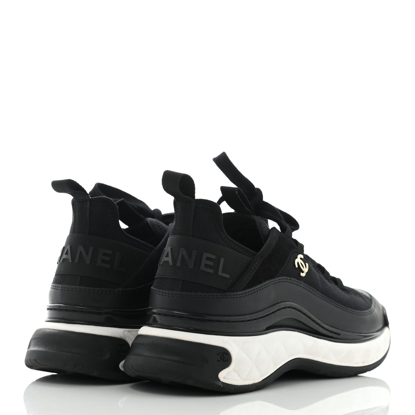 Velvet Calfskin Mixed Fibers CC Sneakers 39 Black