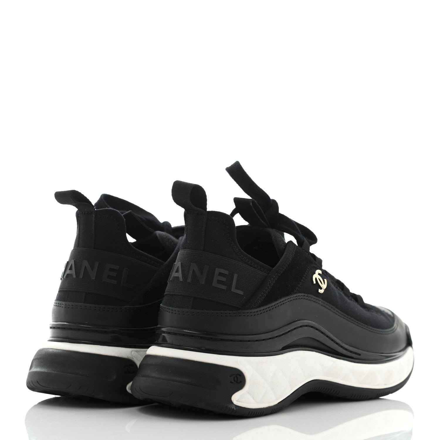 Chanel Velvet Calfskin Mixed Fibers CC Sneakers 39 Black 4 of 8