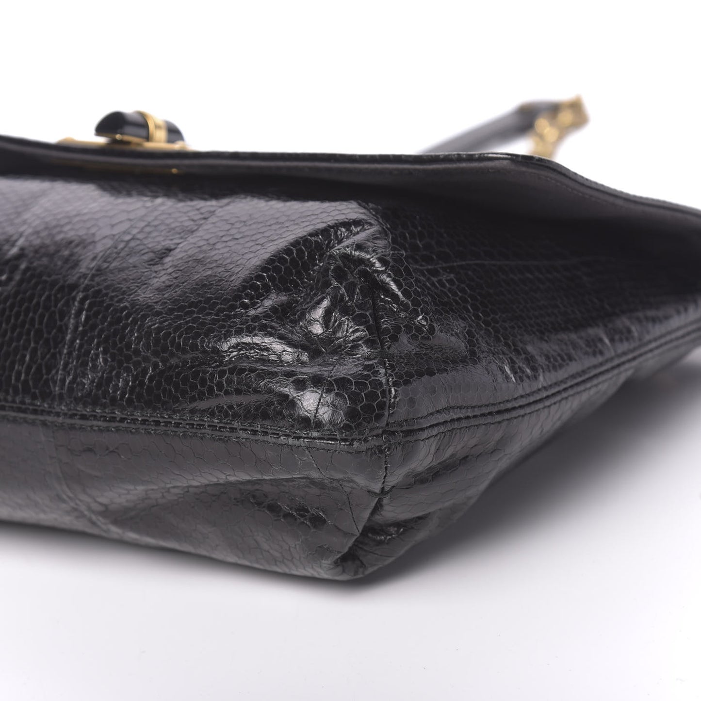 Watersnake Medium Sugar Flap Shoulder Bag Black