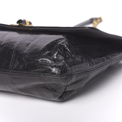 Lanvin Watersnake Medium Sugar Flap Shoulder Bag Black 8 of 9