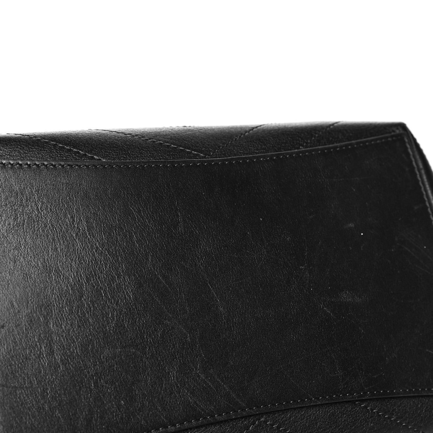 Grained Calfskin Chevron Stitched Backpack Black