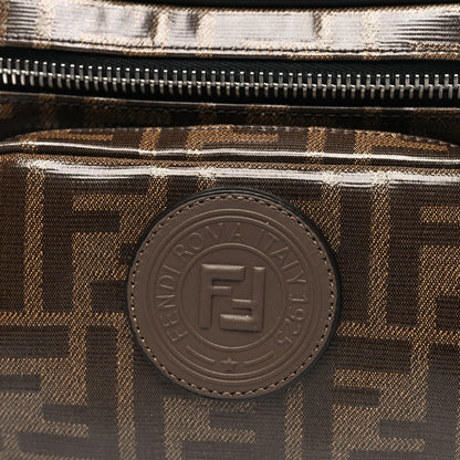 Fendi Glazed Fabric Vitello Century FF 1974 Stamp Patch Mens Pocket Belt Bag Mogano Panna Black 9 of 11