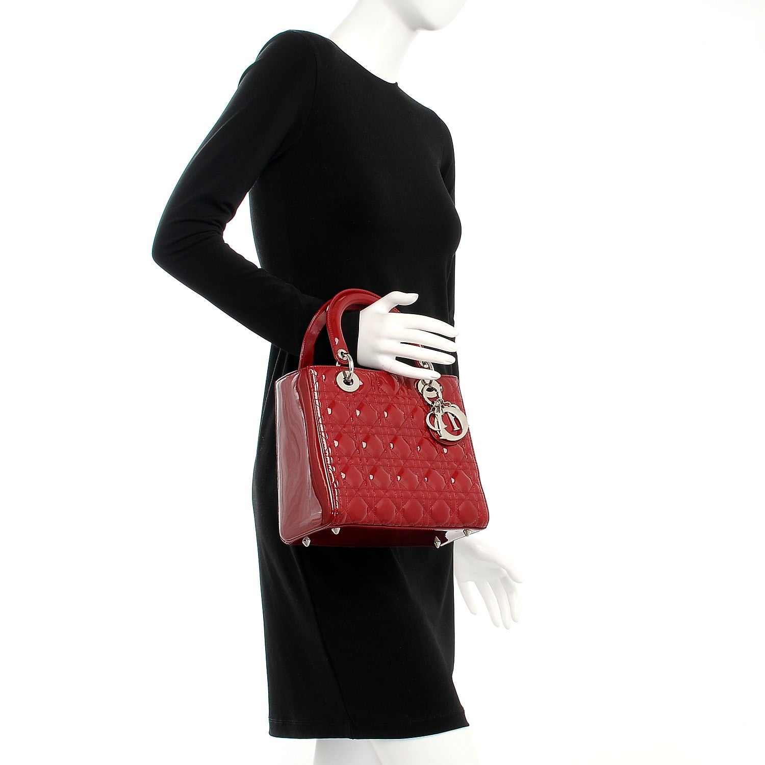 Christian Dior Patent Cannage Medium Lady Dior Red 3 of 10