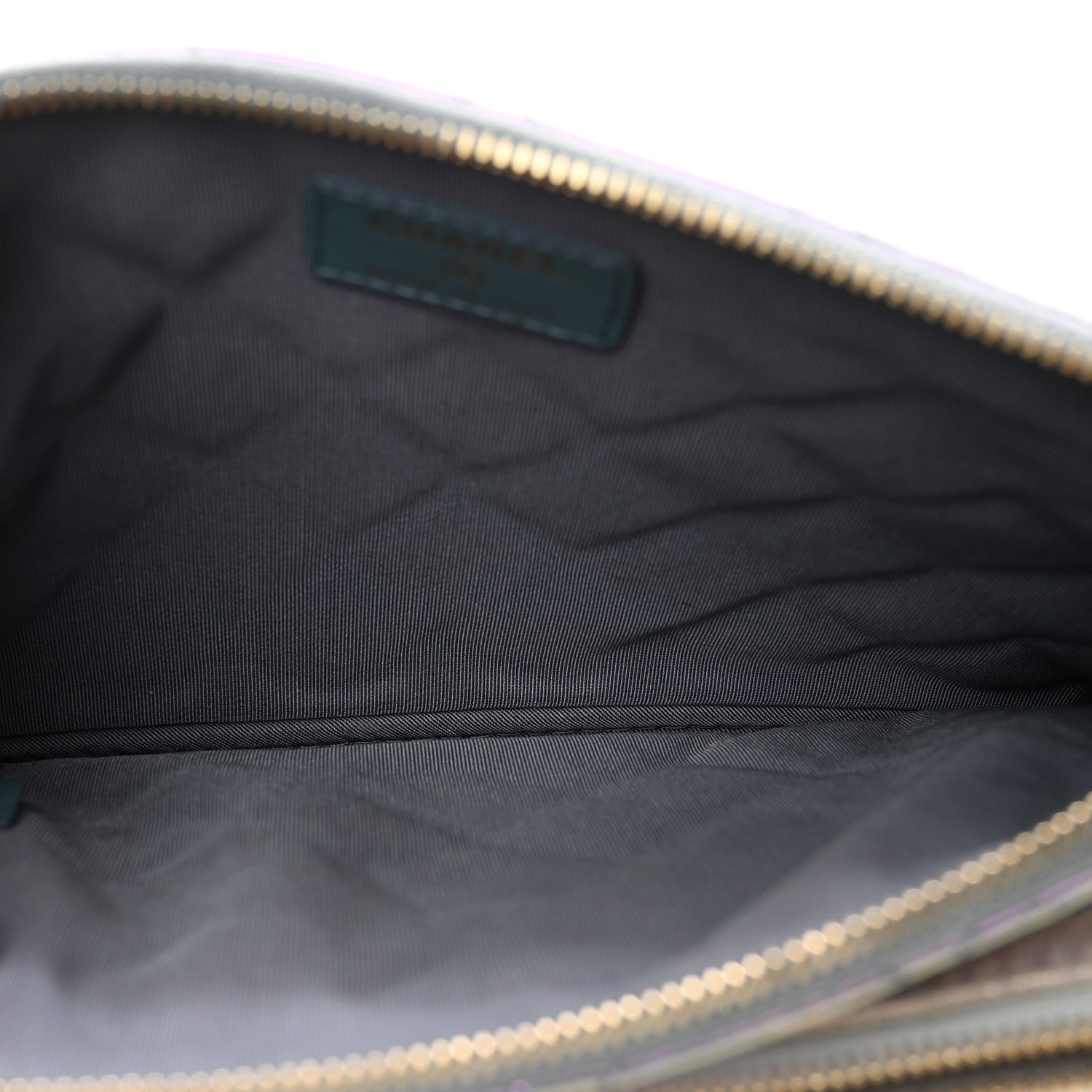 Chanel Iridescent Crumpled Calfskin Trio Cosmetic Case Blue Pink Ivory 5 of 11